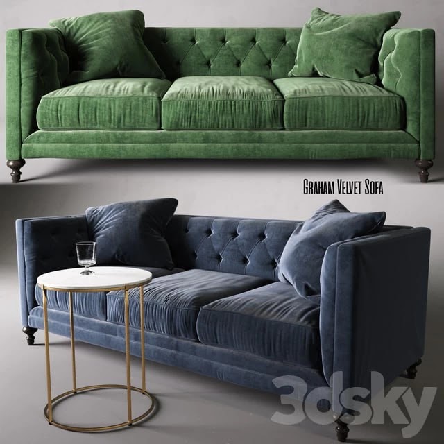 Leavenworth Side Table & Graham Velvet Sofa