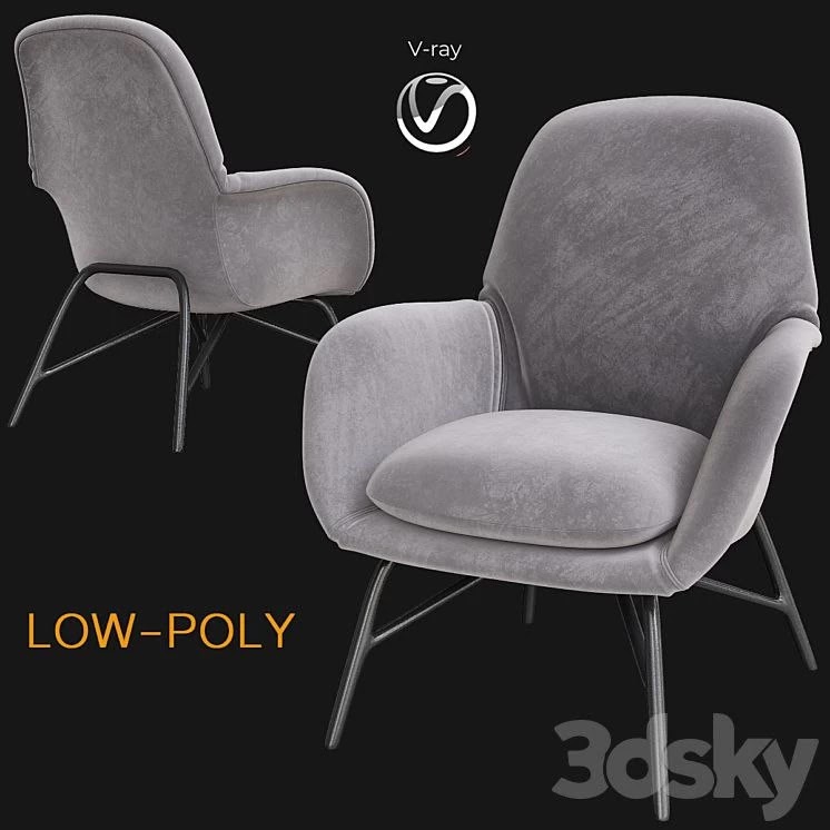 Minotti Prince Armchair & Ottoman (low poly)