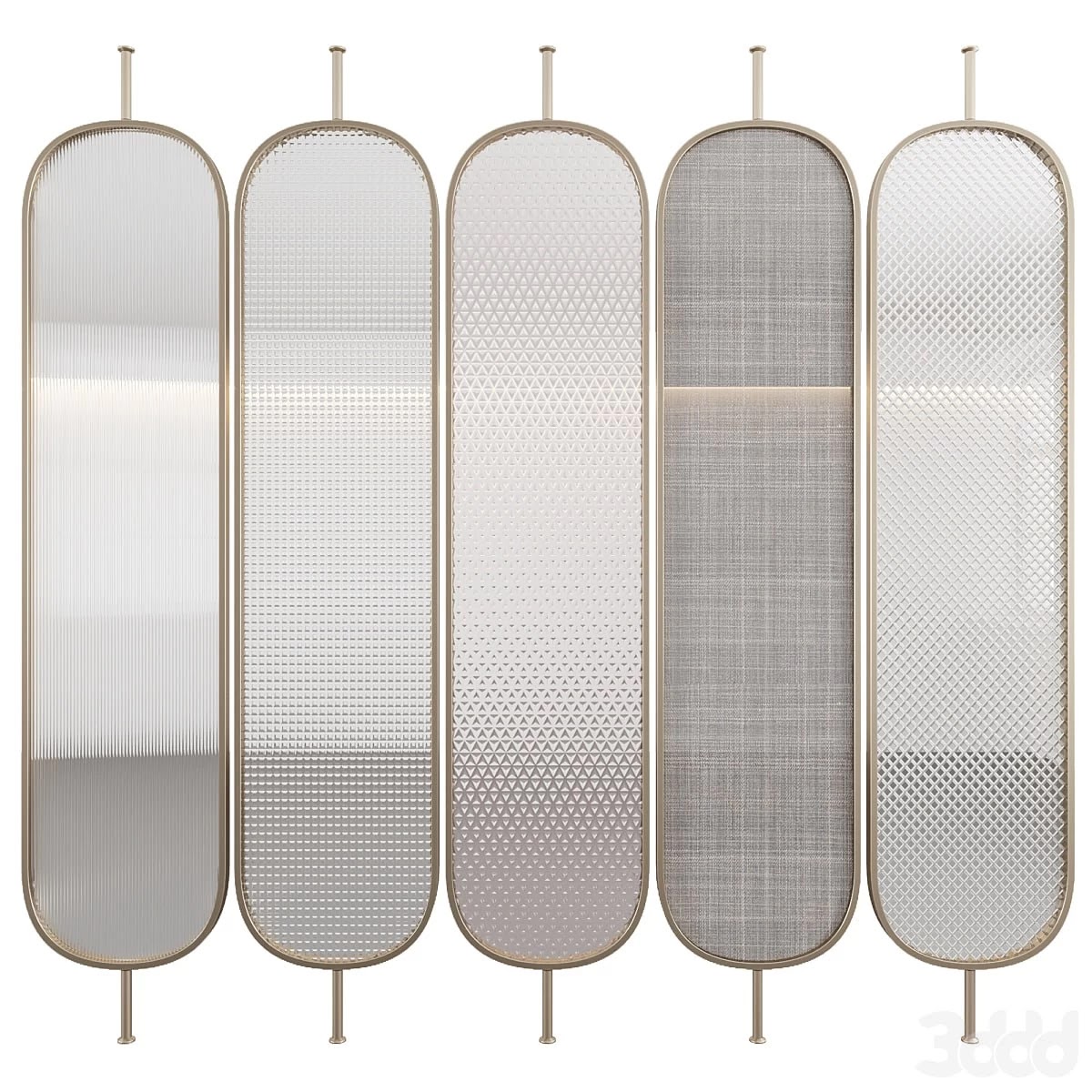 Decorative partition with embossed glass