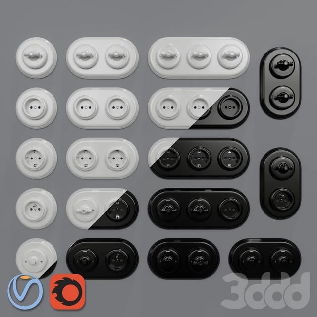 Garby Colonial porcelain sockets and switches by Fontini