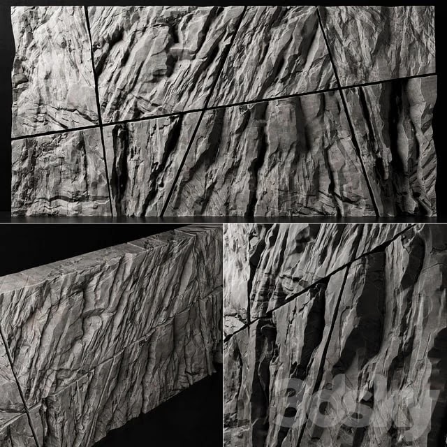 Stone rock wall splinter slab n2 / Stone rock wall slab from parts
