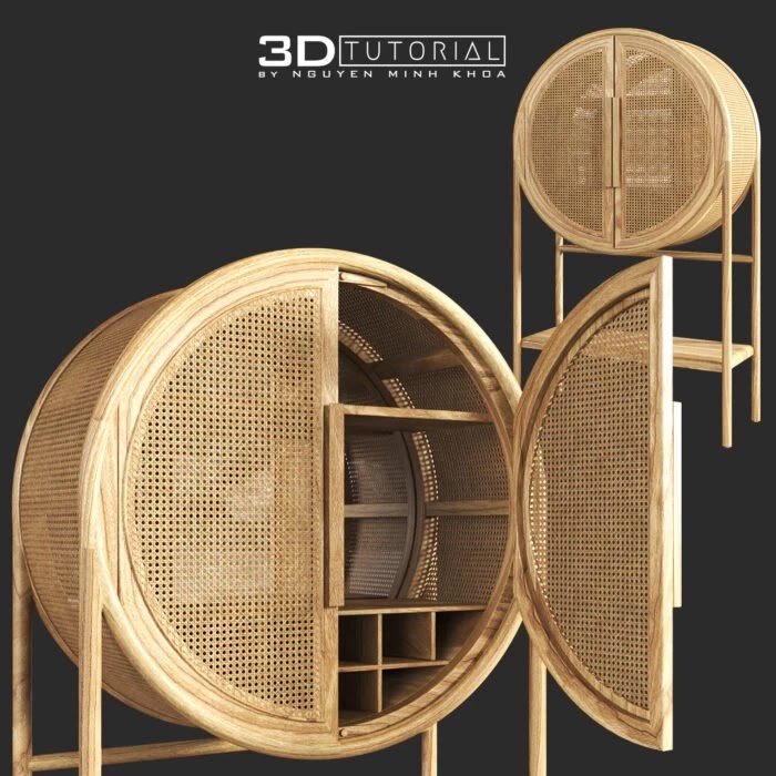 by Nguyen Minh Khoa Cane Bar Cabinet