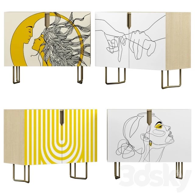 Nightstand set 01 | Yellow art | Society6