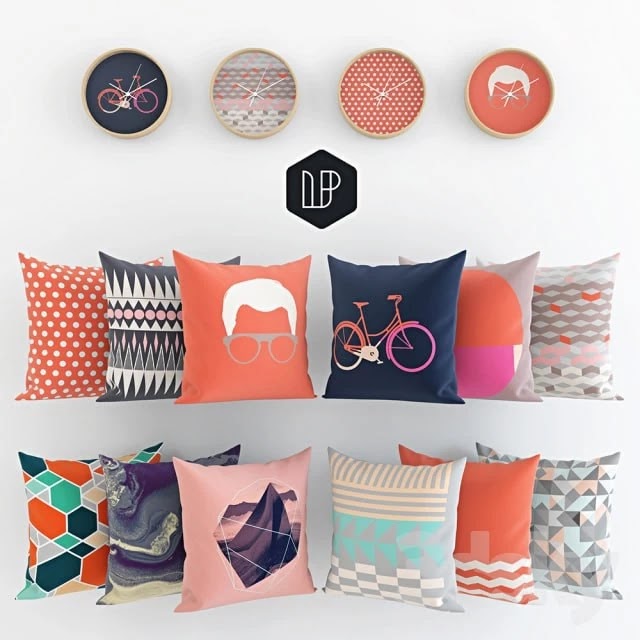 Fun pillows and clock by Leandro Pita