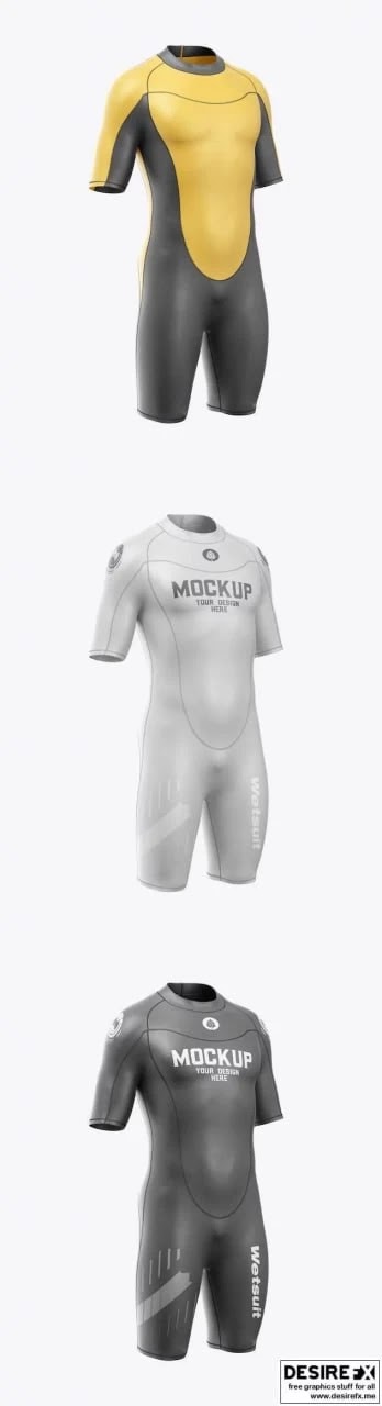 Men’s Short Wetsuit mockup NRE3XVU PSD