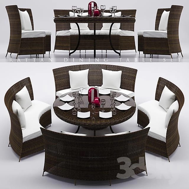 RATTAN DINING TABLE SET 2 #+