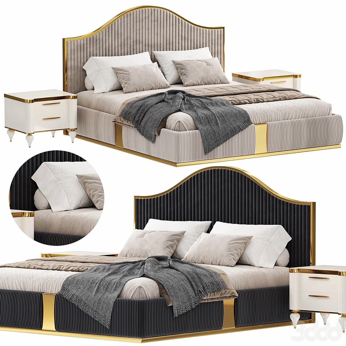 Modern Italian golden luxury bed by Lamoderno