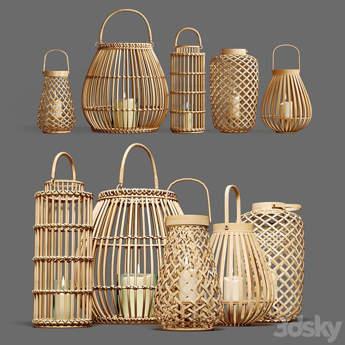 Decorative set of candlesticks lanterns
