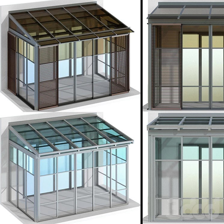Metal glazed veranda terrace