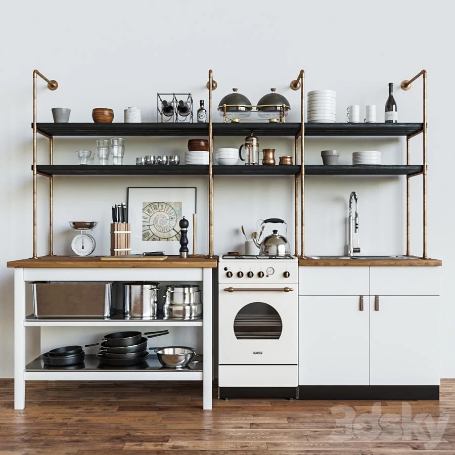 Kitchen set in a loft style