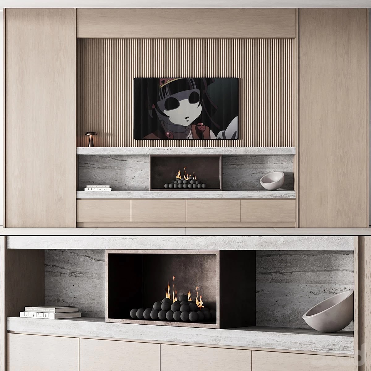 150 tv wall kit 02 modern japandi oak wood 02