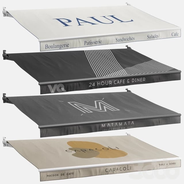 A set of elbow awnings 1 (cafe)