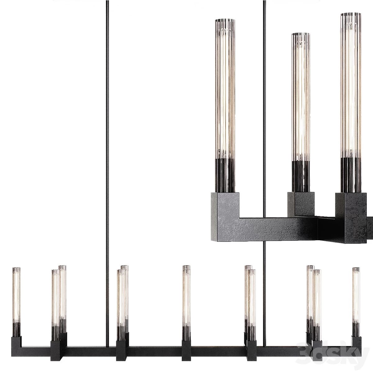 Restoration Hardware CANNELE LINEAR CHANDELIER 67 Black