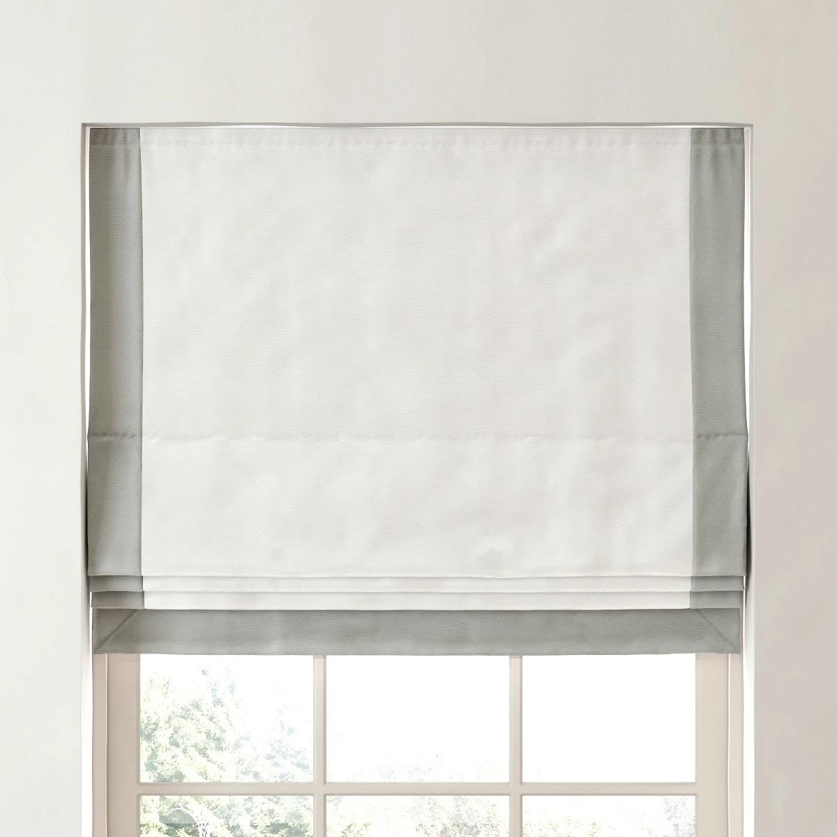RH/ BORDERED COTTON CANVAS CORDLESS ROMAN SHADE