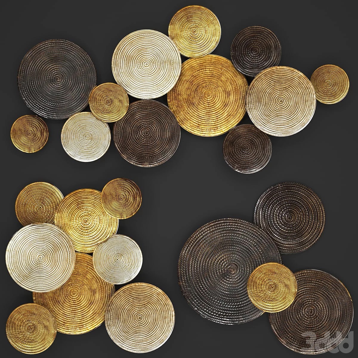 ART. Circles Wall Decor. Настенный декор, картина, диски, золотой декор, luxury, панно