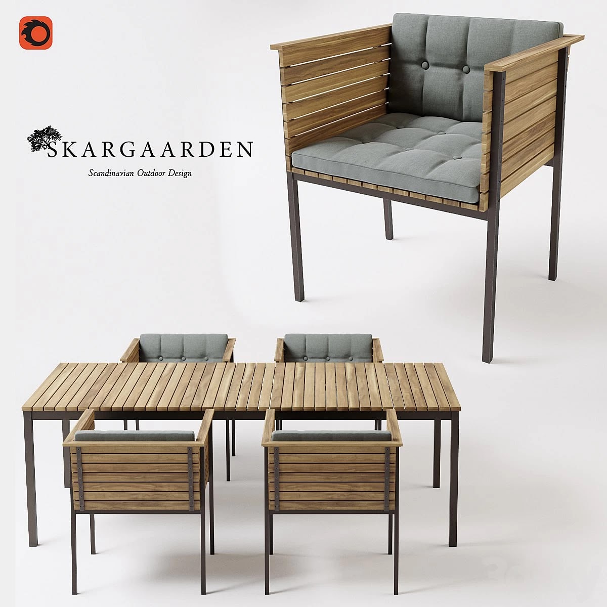 Skargaarden Haringe armchair + table Corona