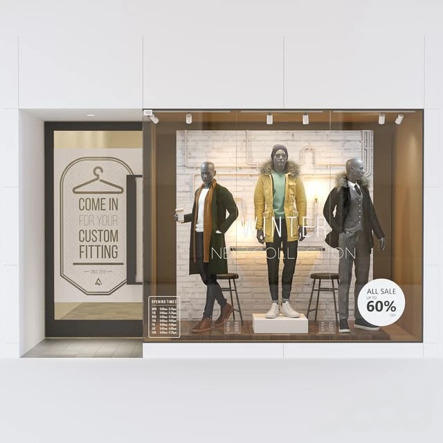 Shop front with male mannequin
