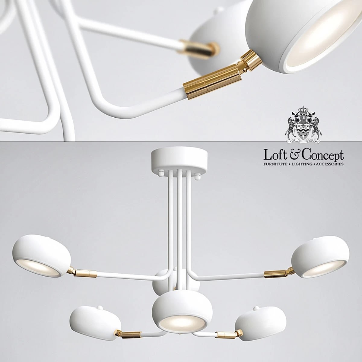 Curved Stix Chandelier 6 White
