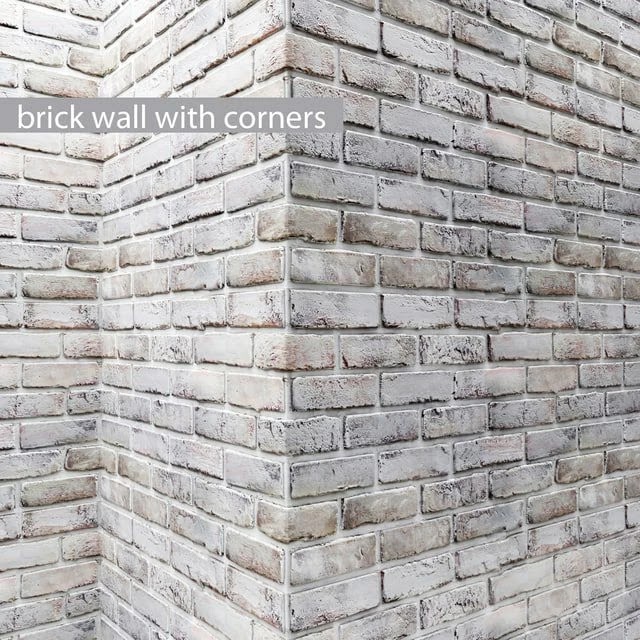 Brick wall with corners, Masonry, brick, loft, decorative, panel, wall, corner, whitewashed brick, white