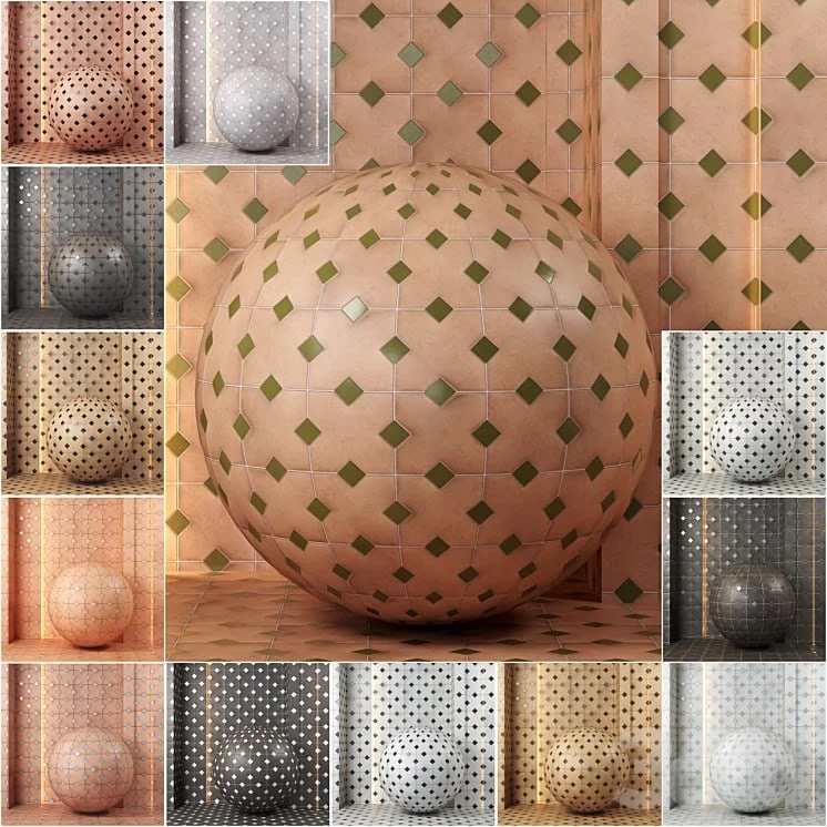 4k 13color Equipe kasbah ceramics material & texture Set 01-(Seamless,pbr)