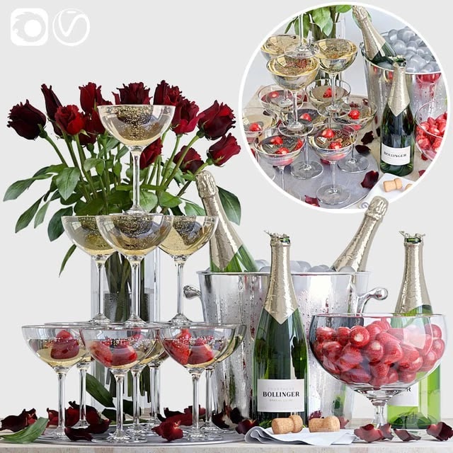 Decorative set with champagne