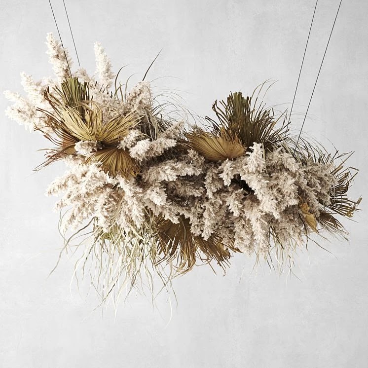 Pendant decor of Pampas grass and dried palm leaves