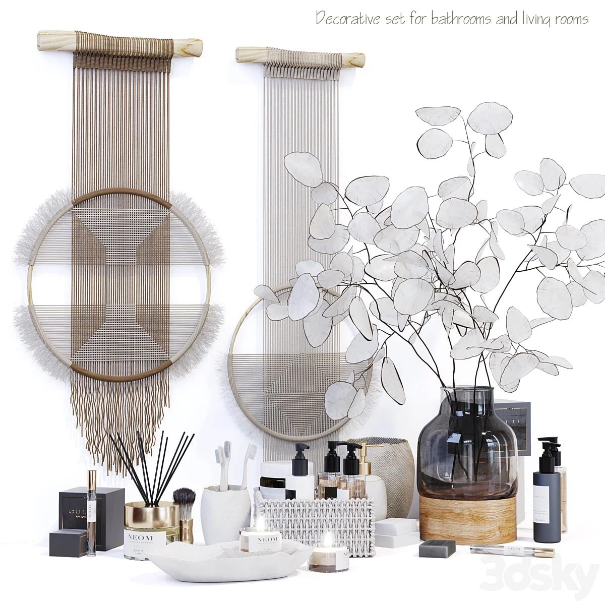 Decorative set for bathrooms and living rooms
