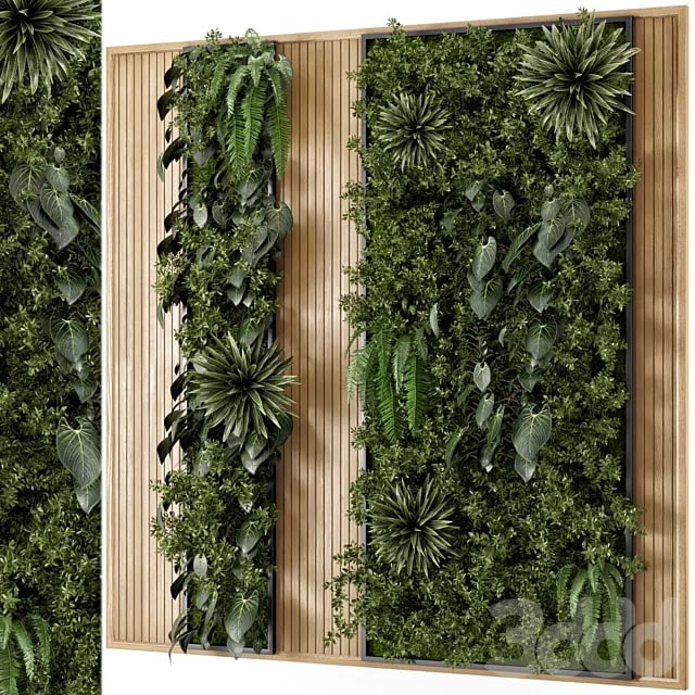 Indoor Wall Vertical Garden in Wooden Base - Set 536
