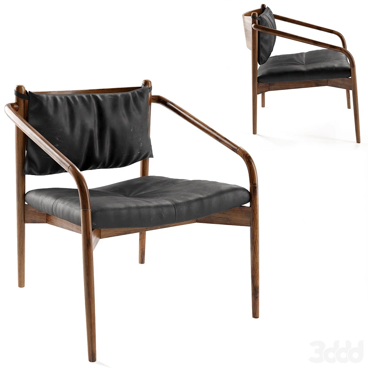 Lento Black Leather Lounge Chair