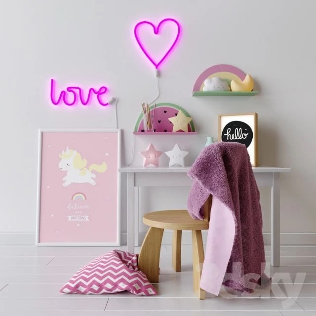 Decorative set in the nursery for girls