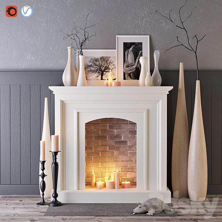 Decorative fireplace with candles