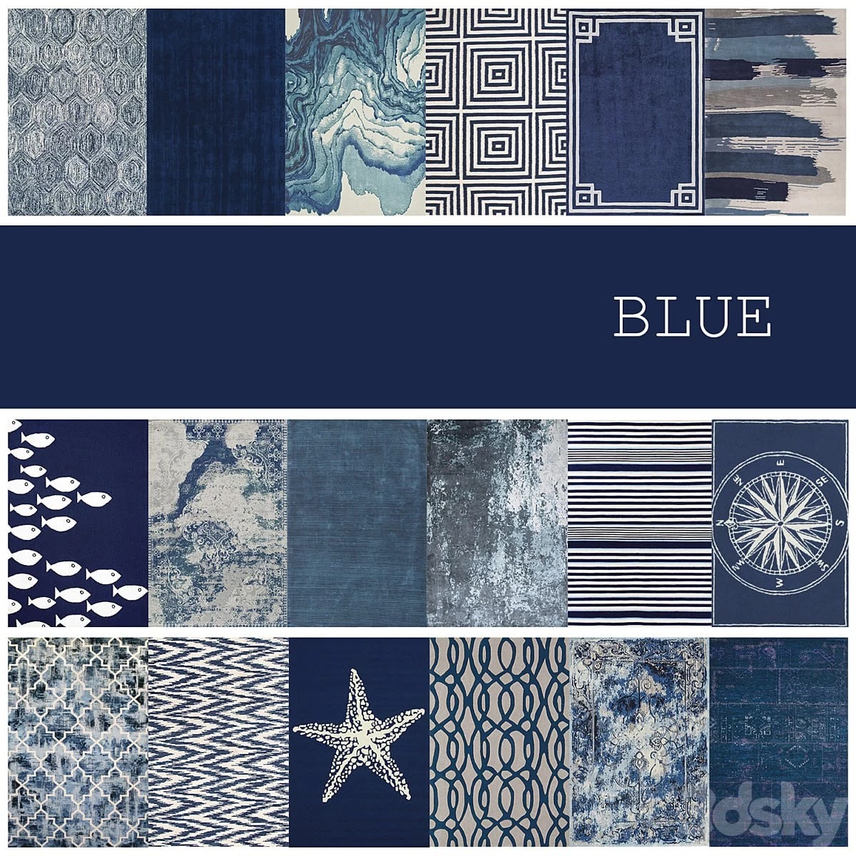 18 carpets in color BLUE