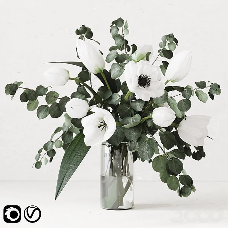 Eucalyptus bouquet with tulips