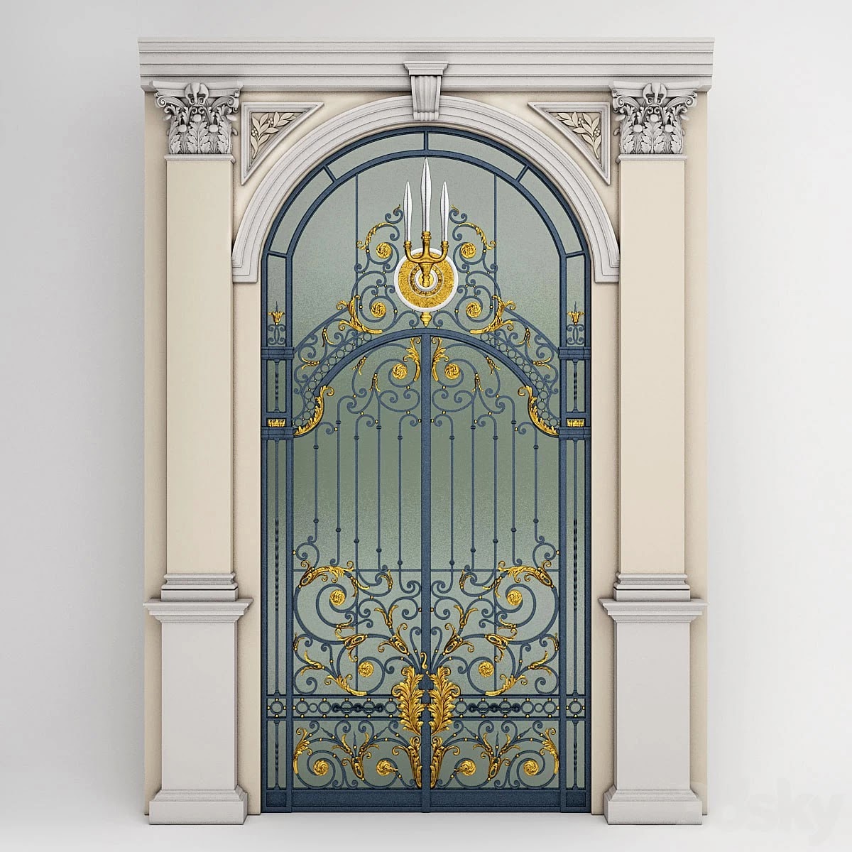 Chakri Maha Prasat Wrought Iron Entrance Door Lamp