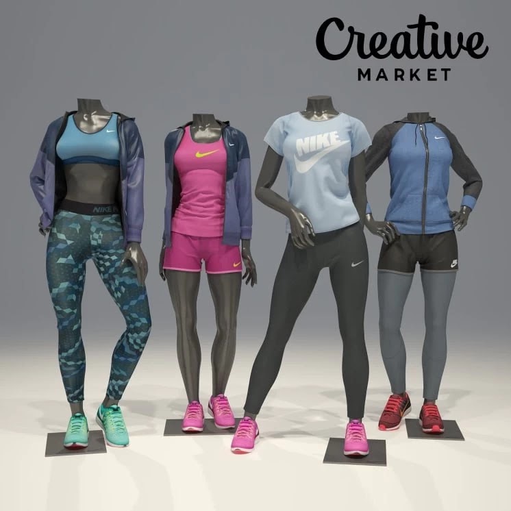 Creative Market Female Mannequin Nike Pack 2
