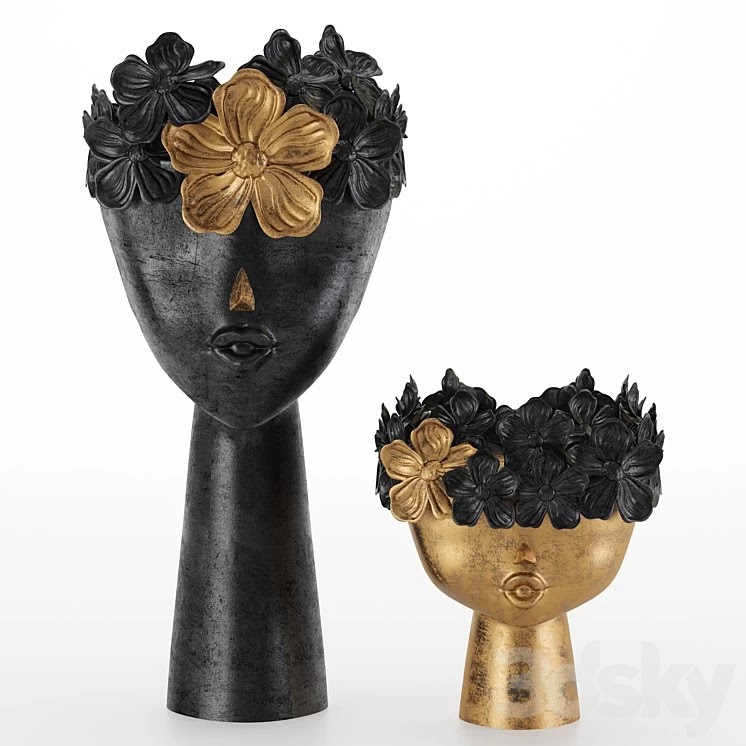 Floral Girls Bust Statue
