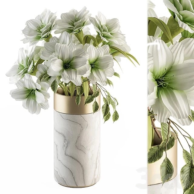 Bouquet - White Flower in Stone vase 53