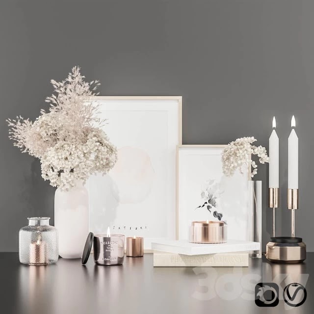 Decorative set with hydrangea and pampas grass