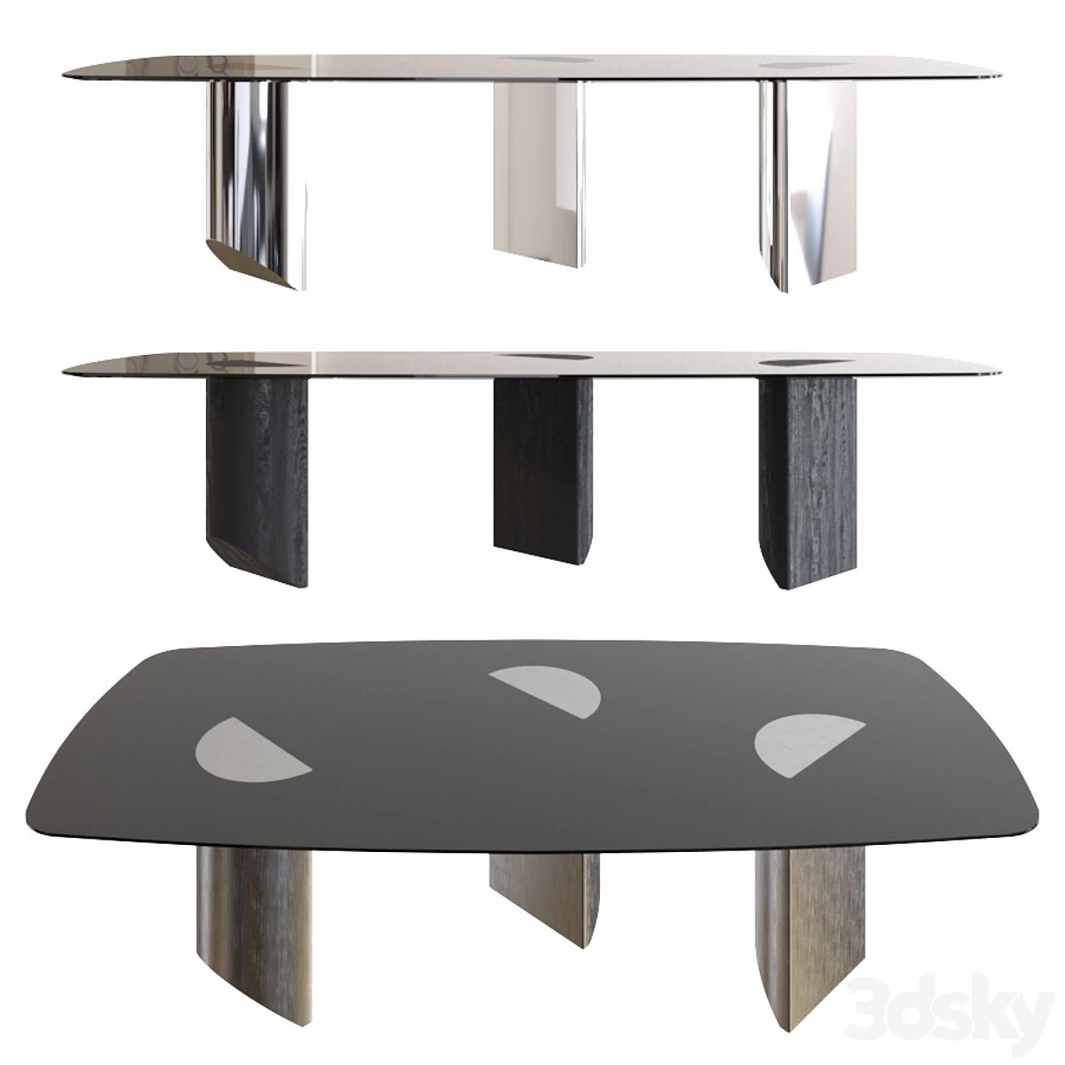 Minotti Wedge Barrel-Shaped Bronzed Glass Top