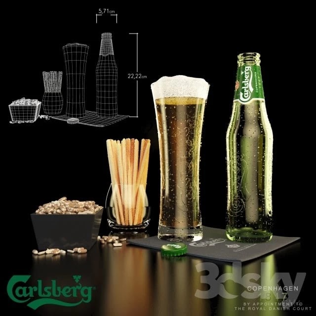 Carlsberg Beer, peanuts and cracker