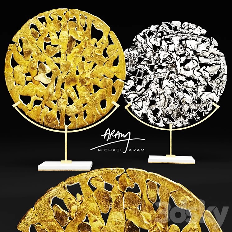 Michael Aram. Golden Disk. Horchow, luxury decor, figurine, metal