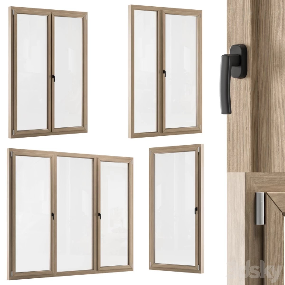 Wooden Window Modern - Windows Set 01