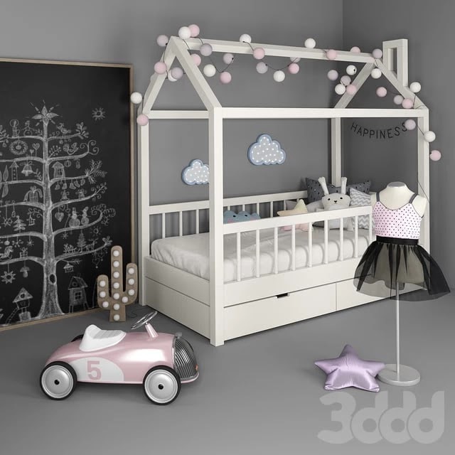 Bed "house" with a set of accessories for a nursery 2