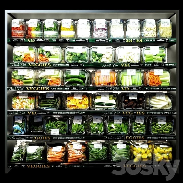 Shelves with vegetables