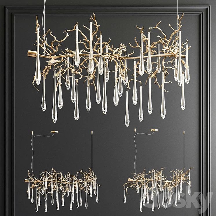 Aqua Horizontal Chandelier by Serip Lighting