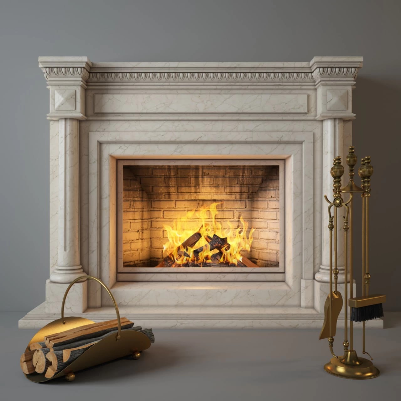 Fireplace Charlotte with accessories.