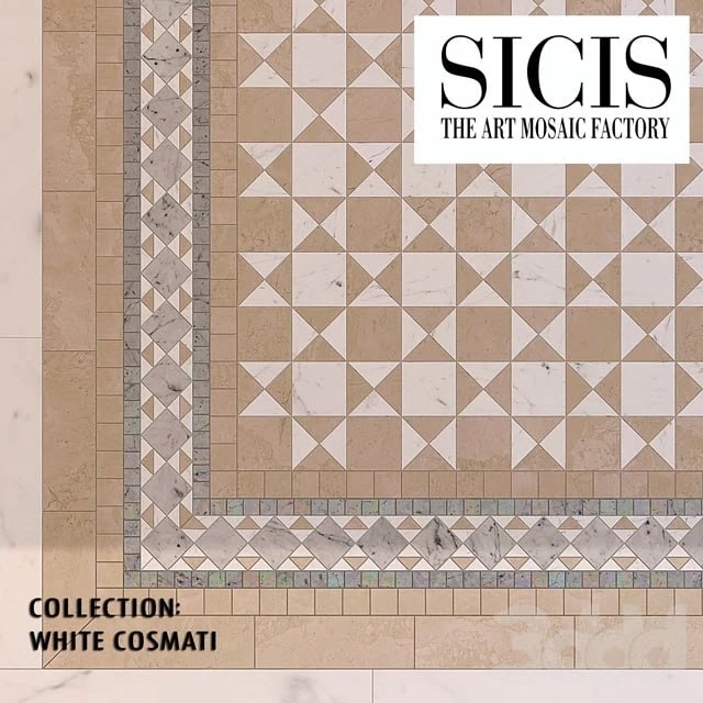 Floor mosaic SICIS White Cosmati