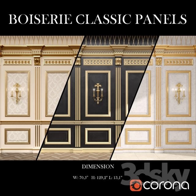 Boiserie classic panels and Decorative Crafts Wood Sconce - 1850