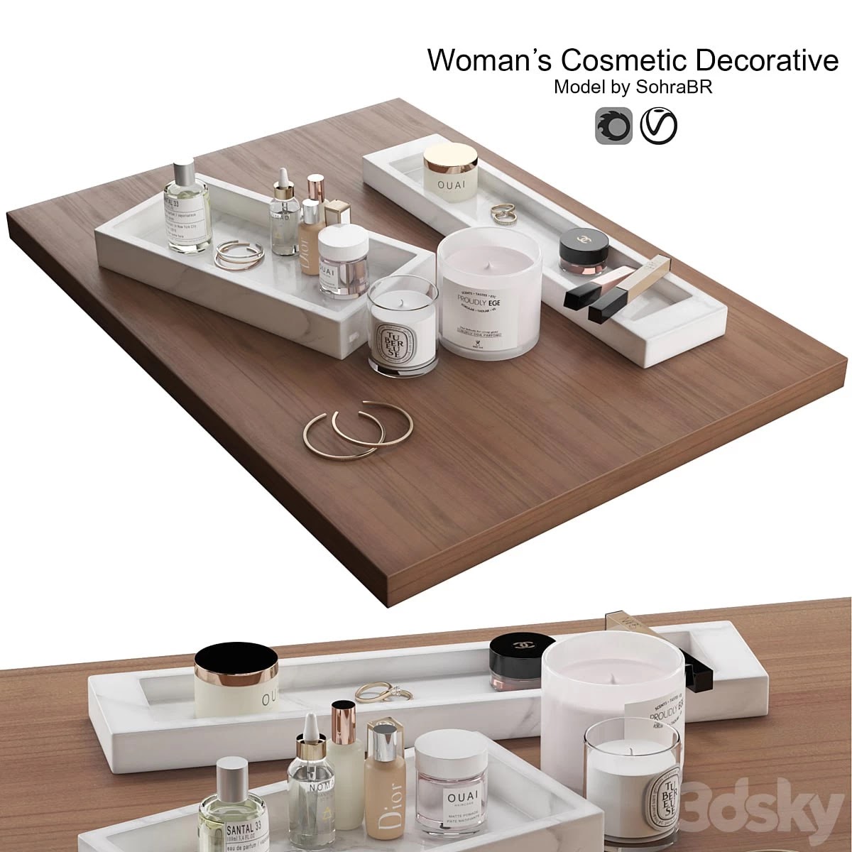 Woman's cosmetic haircare decorative set