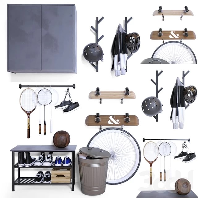 Storage of sports equipment in the hallway